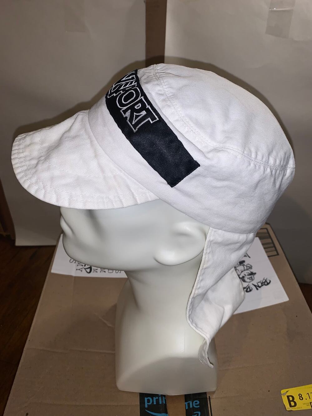 Vintage 90s JanSport White Ear Flap Sun Hat Outdoor Legionnaire Gorpcore Cap